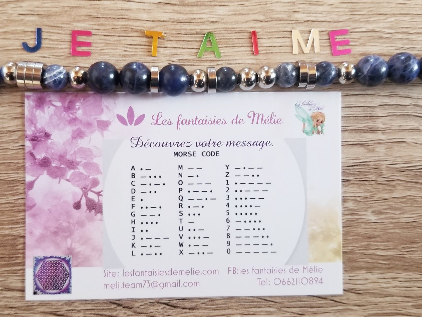 Bracelet « je t'aime » homme, pierres