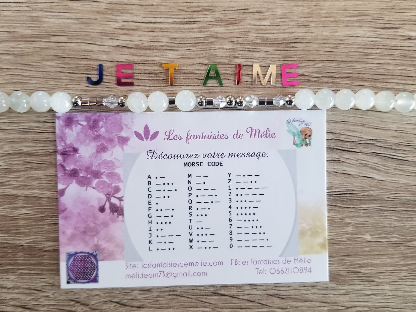 Bracelet « je t'aime » femme, pierres