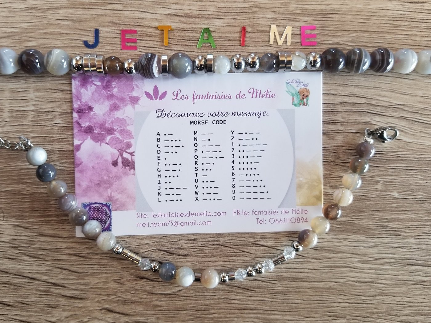 Bracelets « je t'aime » elle et lui, pierres